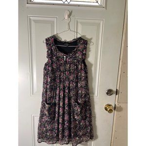 Chris McLaughlin woman’s black lined floral sleeveless midi dress size 6.